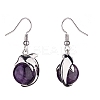 Natural Amethyst Dolphin Dangle Earrings with Crystal Rhinestone EJEW-A092-20P-16-3