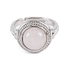 Natural Rose Quartz Round Adjustable Rings RJEW-K271-04P-09-3