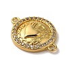 Rack Plating Brass Micro Pave Clear Cubic Zirconia Connector Charms KK-K345-16G-2