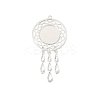 Hollow Alloy Pendants Cabochons Settings PALLOY-TAC0127-03S-1