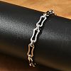 304 Stainless Steel Rectangle Link Chains Bracelets for Men & Women BJEW-D042-44P-1