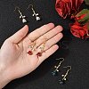 3 Pairs 3 Colors Brass Flower Dangle Earrings EJEW-YW00003-5