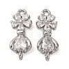 Brass Pave Clear Cubic Zirconia Flower Connector Charms KK-P308-43P-1
