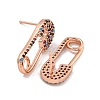 Rack Plating Brass Micro Pave Clear Cubic Zirconia Stud Earring EJEW-C102-03RG-2