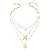 304 Stainless Steel Moon Pendant Triple Layered Necklace with Glass for Women NJEW-JN03871-1