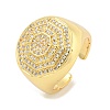 Rack Plating Octagon Brass Micro Pave Clear Cubic Zirconia Cuff Finger Rings RJEW-C103-04G-1
