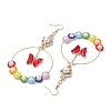 Glass Beads Pendant Dangle Earring EJEW-MZ00137-4