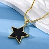 Brass Enamel Star Pendant Necklaces for Women NJEW-K381-09G-01-3