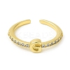 Clear Cubic Zirconia Initial Letter Open Cuff Ring RJEW-H120-09G-G-2