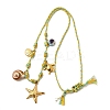 Summer Beach 304 Stainless Steel & Electroplated Natural Shell Pendant Adjustable Polyester Cord Necklaces for Women NJEW-F348-01B-G-4