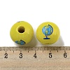 Printed Wood European Beads WOOD-L020-D13-3