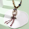 Ceramic Fish Pendant Adjustable Waxed Cord Necklaces for Women NJEW-B146-06-1