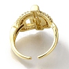 Rack Plating Oval with Bar Brass Clear Cubic Zirconia Open Cuff Rings RJEW-S411-28G-3