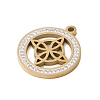 Preserved Fresh Flower 304 Stainless Steel Rhinestone Pendants STAS-S139-01G-07-2