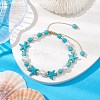 Adjustable Dyed Synthetic Turquoise & Shell Pearl Braided Bead Bracelets BJEW-JB10513-02-2