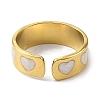 Heart 304 Stainless Steel Enamel Open Cuff Rings for Women RJEW-F166-28G-02-3