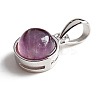 Rhodium Plated 925 Sterling Silver Pave Natural Amethyst Half Round Charms G-NH0001-12D-2