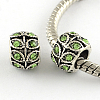 Antique Silver Plated Alloy Rhinestone Large Hole European Beads X-MPDL-R041-02-2