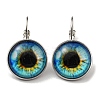 Sunflower Glass Leverback Earrings with Brass Earring Pins EJEW-Q798-01Q-1
