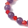 Halloween 8mm Round Natural Amethyst & Glass Beaded Stretch Bracelets BJEW-JB10701-4