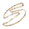 201 Stainless Steel Oval & Rhombus Link Chain Necklaces for Women NJEW-B143-01GP-4