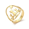 Ion Plating(IP) 304 Stainless Steel Hollow Cat Adjustable Ring RJEW-L107-022G-1