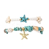 2Pcs 2 Styles Summer Beach Synthetic Turquoise & Natural Sea Shell & Glass Braided Bead Anklets AJEW-TA00039-4