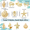36Pcs 9 Styles Ocean Theme Alloy Pendants FIND-SC0012-45-2