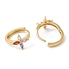 Flower Cubic Zirconia Hoop Earrings EJEW-G348-08G-2
