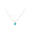 Glass Teardrop with Wing Pendant Necklace with Golden Brass Round Snake Chains for Women NJEW-JN04124-7