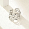 304 Stainless Steel Hollow Wide Cuff Rings for Women LS-RJEW-G338-24P-1