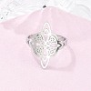 Non-Tarnish 304 Stainless Steel Witch Knot Open Cuff Rings for Women AJEW-U005-01P-2