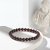 Natural Garnet & Lava Rock Round Beads Stretch Bracelets Set BJEW-JB06982-01-6