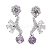 Brass Pave Cubic Zirconia Flower Stud Earrings for Women EJEW-I304-23P-07-1