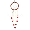Wire Wrapped Natural Red Jasper Chips Ring Hanging Ornaments HJEW-JM02371-01-1