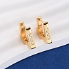 304 Stainless Steel Cubic Zirconia Trapezoid Hoop Earrings EJEW-D331-06G-2
