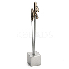 Small Three-Headed Silver Resin Cubic Base Alligator Beak Note Holder AJEW-WH0141-04B-2