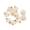 Natural Quartz Crystal Rock Crystal Rondelle Charms with Rack Plating Brass Loops G-G110-05B-06-1