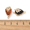 Brass Pave Faceted Glass Teardrop Connector Charms KK-G517-10G-3