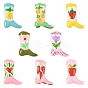 8Pcs 8 Colors Boot Painted Glass Beads Enamel Beads LAMP-FS0001-62-1