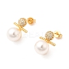 Round Brass Micro Pave Clear Cubic Zirconia Stud Earrings EJEW-A135-25G-4