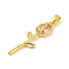 Rose Flower for Valentine's Day Real 18K Gold Plated Rack Plating Brass Micro Pave Cubic Zirconia Pendants KK-R153-01D-G-2