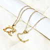 304 Stainless Steel Laser Cut Penguin with Fish Pendant Necklaces for Women Men NJEW-Q032-01B-G-3