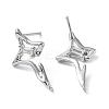 Brass with Cubic Zirconia Rhombus Stud Earring Findings KK-B087-05P-2