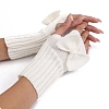 Acrylic Fibers Bowknot Knitting Fingerless Gloves PW-WG73400-02-1