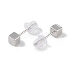 Anti-Tarnish Rhodium Plated Cube 999 Fine Silver Stud Earrings for Women EJEW-S215-09P-3
