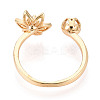 Lotus Flower Brass Micro Pave Clear Cubic Zirconia Cup Peg Ring Settings KK-T076-19G-3