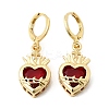 Heart Brass Glass Hoop Earrings EJEW-P333-09F-G-4