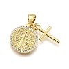 Rack Plating Brass Micro Pave Cubic Zirconia Pendants KK-K401-74G-1