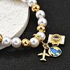 Travel Theme Brass Stretch Bracelets BJEW-C098-05-3